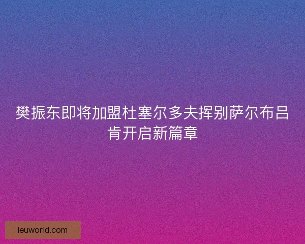 樊振东即将加盟杜塞尔多夫挥别萨尔布吕肯开启新篇章